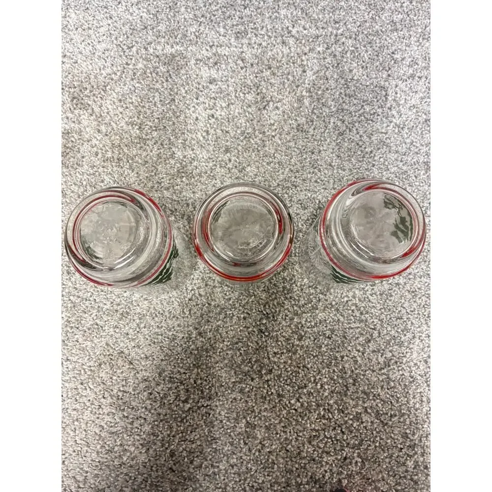 Vintage 6 in Christmas Highball Glasses Set of 3 Snowy Pine Tree Winter Forest